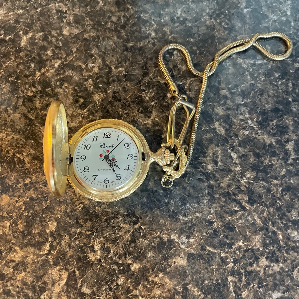 Vintage Gold Pocket Watch Pendant - Picture 3 of 4